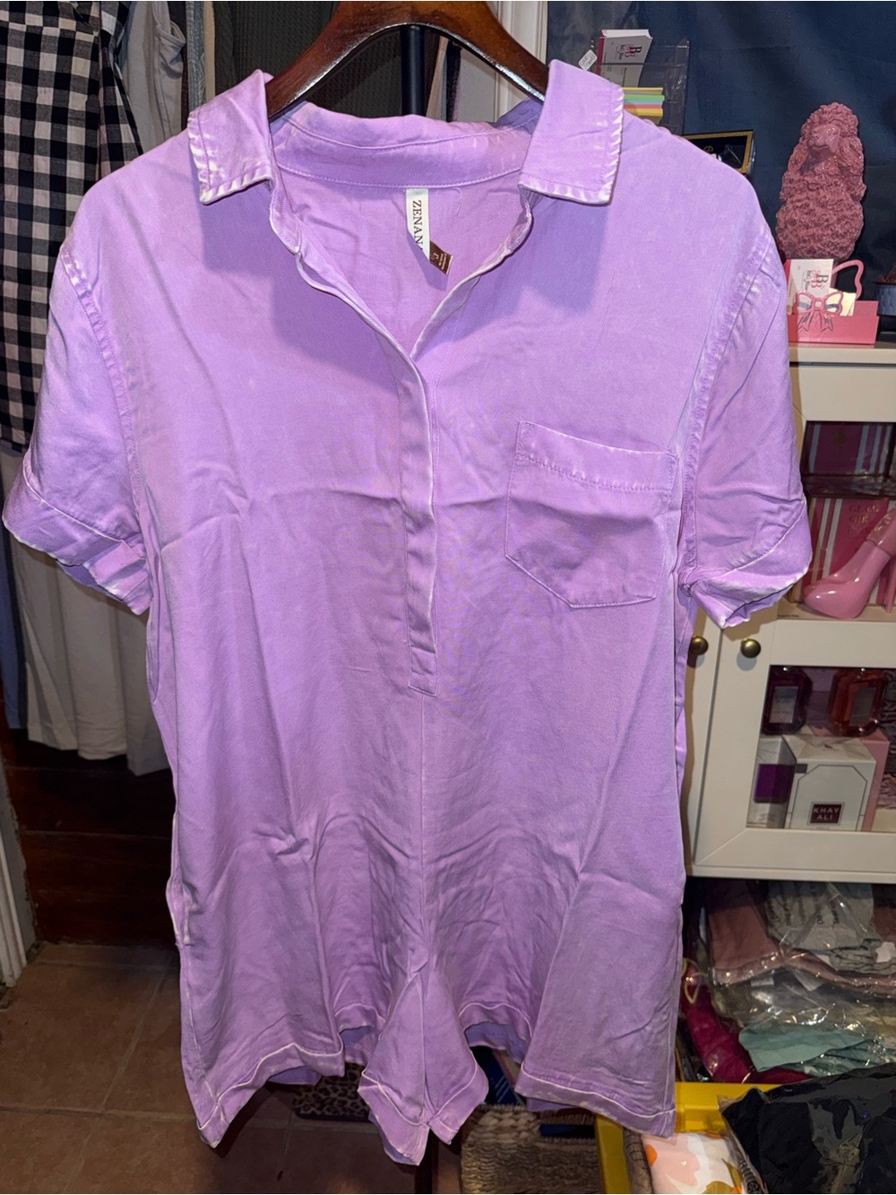 Zanana  Lavender Short-Sleeve Collared Tunic
